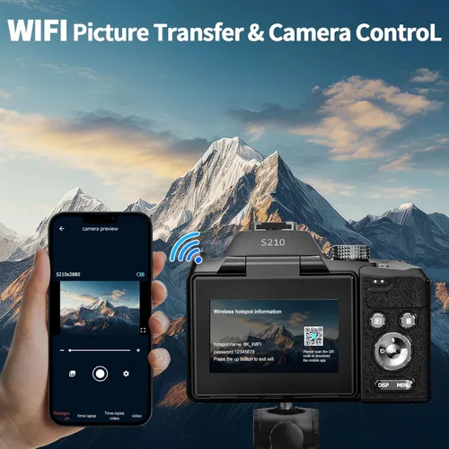 Miniatura 6 de NBD Cámaras digitales de 64 MP para fotografía, cámaras de vlogging de 8K para YouTube, zoom óptico de 16X, punto de viaje y disparo, cámaras