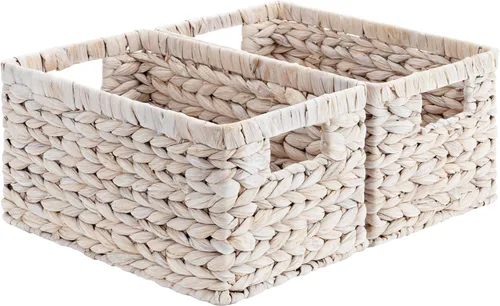 Miniatura 27 de StorageWorks Cesta de mimbre con asa, cestas de almacenamiento de mimbre para organizar, cestas de almacenamiento decorativas para estantes, cuerda