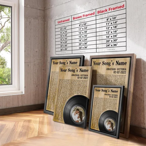 Miniatura 7 de H-DEWALL Lienzo personalizado con marco, letras de canciones personalizadas, aniversario de regalo para marido, arte de pared musical, regalo