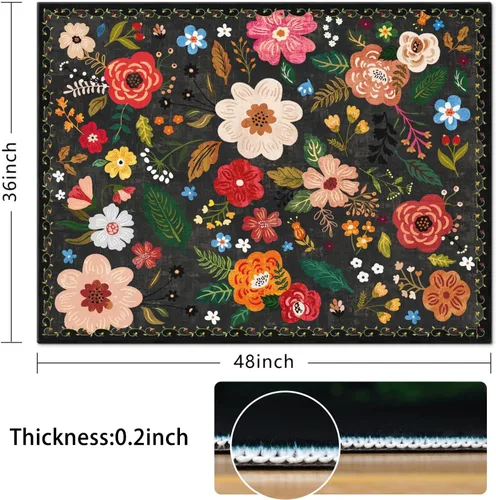 Miniatura 2 de Tapete para silla de oficina para suelo de madera dura y azulejos, tapete bohemio floral de 36"x48" para silla de computadora de oficina para sillas