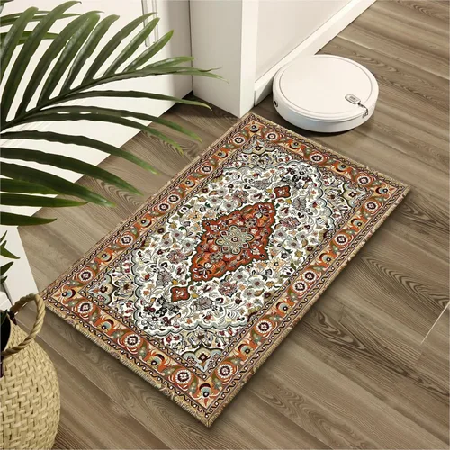 Miniatura 6 de Alfombra de Baño Boho Marrón Vintage Alfombra de Baño Bohemia Retro con Patrón Floral Alfombra de Baño 20x32 Pulgadas Antideslizante Absorbente
