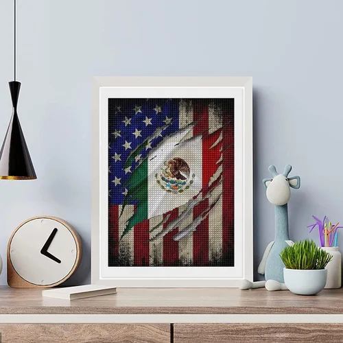 Miniatura 3 de DVWIVGY Kits de pintura de diamantes con bandera mexicano-americana, arte de diamantes para adultos y niños, kits de pintura de diamantes