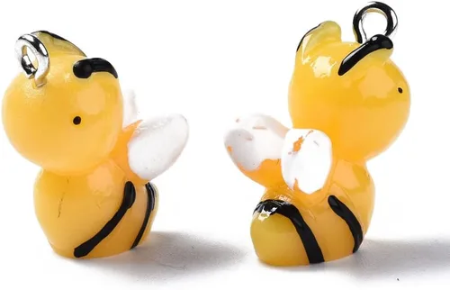 Miniatura 3 de Cheriswelry 10 colgantes de resina de abeja 3D con lazo de hierro, dijes de resina de animales, lindo adorno colgante de 0.79 a 0.78 pulgadas