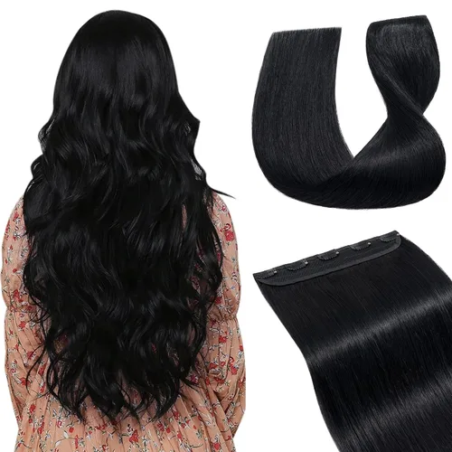 Miniatura 24 de Extensiones de cabello con clip, cabello humano Remy, extensiones de cabello largo lacio de una pieza con 5 clips, con gancho para colgar