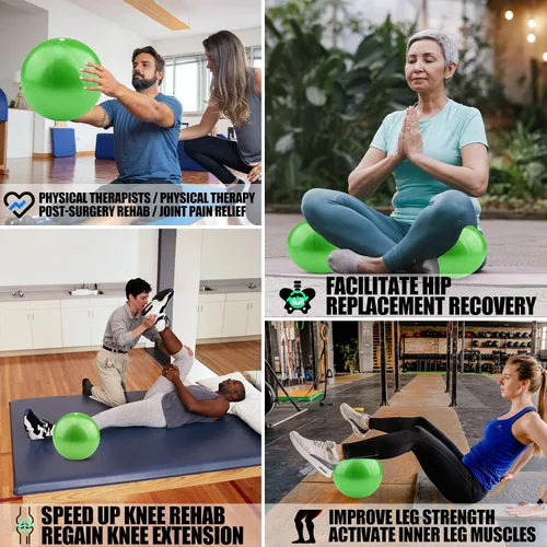 Miniatura 4 de Pelota de ejercicio pequeña antiestallido, antideslizante, estabilidad de 9 pulgadas con popote inflable, mini pelotas de pilates, ideal para yoga