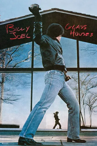 Miniatura 2 de Póster laminado de la portada del álbum Glass Houses de Billy Joel, mercancía de música rock clásica retro vintage de los años 70 y 80, póster