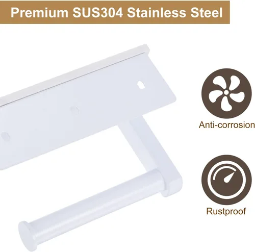 Miniatura 4 de uxcell Soporte de papel higiénico con estante de mármol, SUS304 de acero inoxidable montado en la pared, soporte para rollo de papel higiénico
