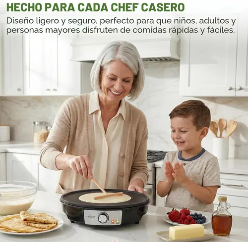 Miniatura 6 de NutriChef - Crepera eléctrica y plancha para parrilla de sobremesa - Placa caliente de aluminio antiadherente de 12 pulgadas con luces indicadoras