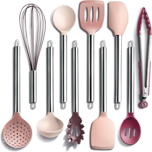 Miniatura 15 de COOK WITH COLOR Juego de utensilios de cocina de silicona, juego de utensilios de cocina, utensilios de cocina de silicona fáciles de limpiar, Rojo