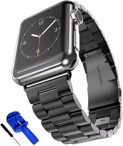 Correa de acero inoxidable sólida compatible con Apple Watch de 49, 46, 45, 44, 42, 41, 40, 38 mm, correa de metal para iWatch Series