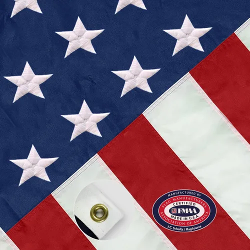 FlagSource Bandera estadounidense de nailon con certificación FMAA con estrellas bordadas y rayas cosidas, fabricada en los Estados Unidos, 3 x 5