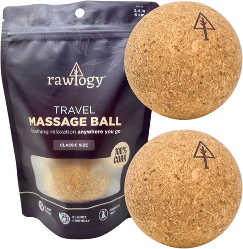 Bola de masaje de corcho de viaje, alternativa ligera y sostenible a la bola de lacrosse para aliviar el dolor muscular (2.5 pulgadas (paquete de