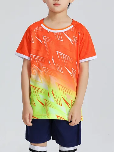 Miniatura 2 de Fldy Uniforme de entrenamiento deportivo de fútbol para niños y jóvenes, traje deportivo de 2 piezas, camiseta de manga corta con pantalones cortos
