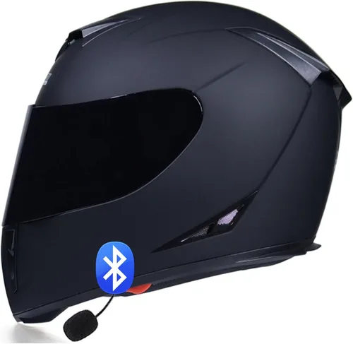Miniatura 12 de Casco de motocicleta Bluetooth de cara completa, aprobado por DOT, abatible, antivaho, doble visera, altavoz dual integrado con micrófono