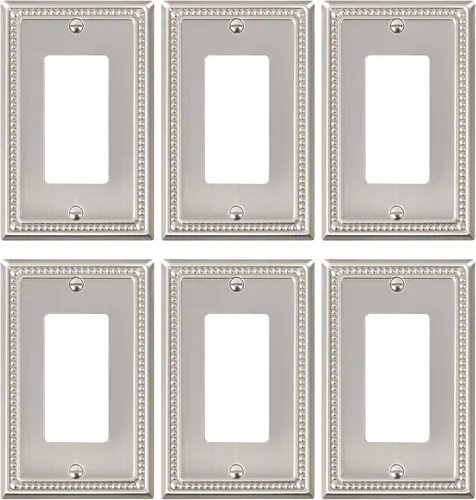 Miniatura 141 de Paquete de 4 placas de cubierta para interruptor de luz de palanca individual, cubiertas decorativas de perlas, placa de pared de metal almendra