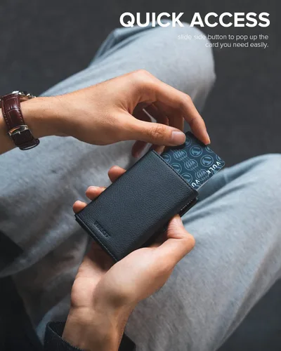 Miniatura 3 de VULKIT Cartera con bolsillo para monedas, cierre magnético, con ventana de identificación, billetera de cuero para efectivo y tarjetas de crédito