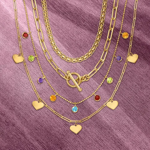 Miniatura 3 de Ross-Simons RS Pure - Collar de estación de piedras preciosas múltiples engastadas con bisel de 2,70 qt en oro amarillo de 14 quilates. 16.0 in