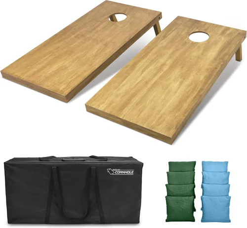 Miniatura 67 de GoSports 4 ft x 2 ft Regulation Size Wooden Cornhole Boards Set with Light Brown Finish - Includes Carrying Case and Bean Bags Negro- gris