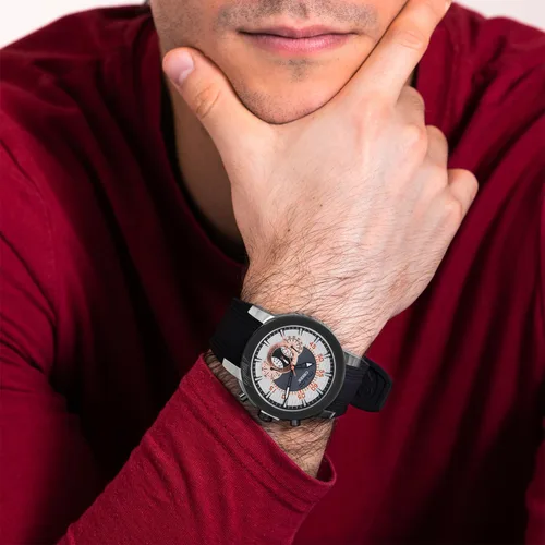 Miniatura 11 de MULCO Relojes para hombre - Creek, caja de acero inoxidable con correa de silicona para la muñeca, movimiento multifuncional de cuarzo, pantalla