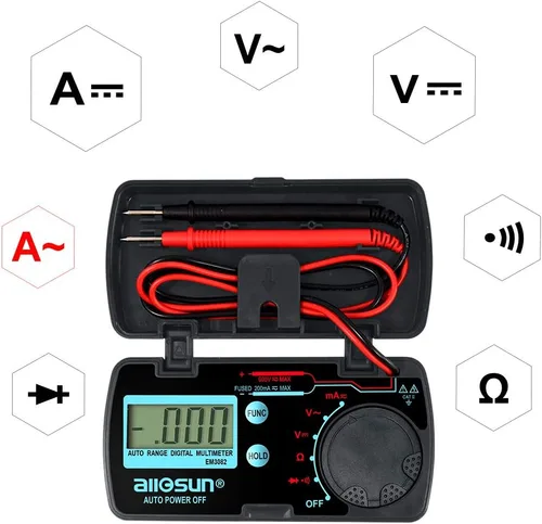 Miniatura 3 de allsun Mini rango automático plegable multímetro digital probador automotriz AC DC Volt AMP Ohm LCD Voltímetro de viaje Amperímetro probador