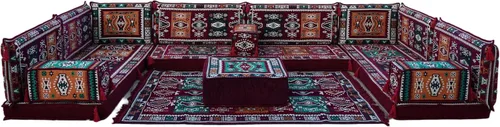 Miniatura 6 de arabicsofa Juego de asientos de sofá árabe granate en forma de U - Sofá modular bajo para sala de estar