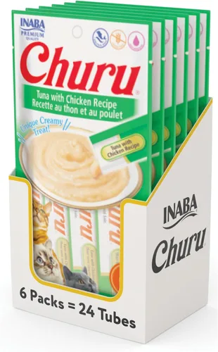 Miniatura 11 de INABA - Golosinas Churu para gatos, puré cremoso para gatos, sin cereales, que se puede lamer y exprimir / suplemento con vitamina E y taurina, 0.5