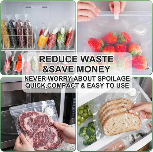 Miniatura 6 de Higfra Sous Vide - Bolsas de 30 unidades y 2 clips de sellado, válvula mejorada, reutilizables, sin BPA, bolsas selladoras al vacío, bolsas