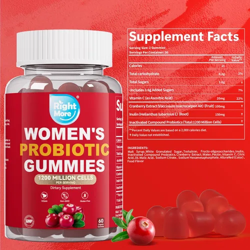 Miniatura 7 de Gomitas probióticas para mujeres, gomitas de equilibrio femenino, 1200 mil millones de compuestos, apoyo digestivo e inmunológico, apoya la salud