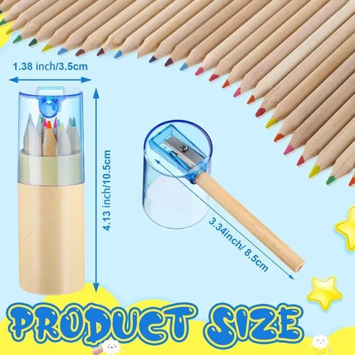 Miniatura 2 de Fulmoon Paquete de 100 mini lápices de colores con sacapuntas, recuerdos de fiesta de aula a granel, juegos de crayones portátiles para dibujar