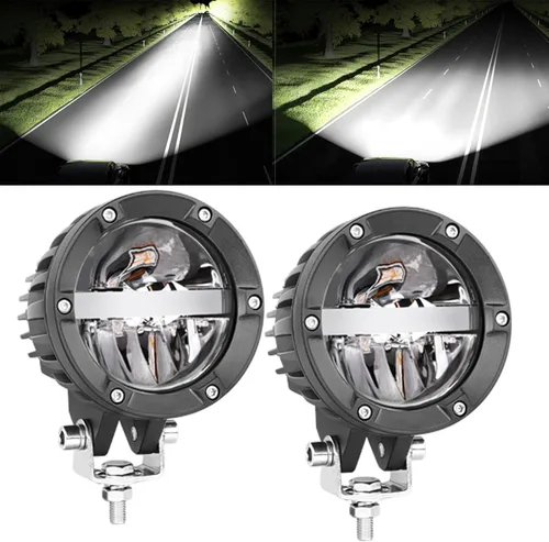 Luces LED de luz de haz alto y bajo, barra de luz redonda todoterreno, 2 unidades, 120 W, cubo de luz LED, luces superbrillantes para camión, ATV,