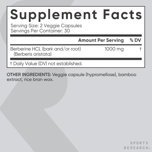 Miniatura 5 de Sports Research Berberina - Apoyo metabólico ayurvédico a base de hierbas para la salud, 500 mg, 60 cápsulas, certificado vegano, sin gluten, sin OMG