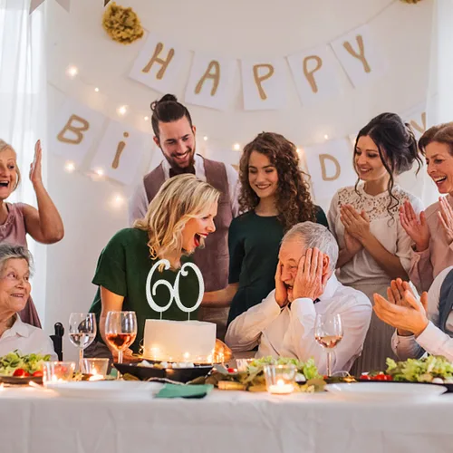 Miniatura 3 de Decoraciones de 60 cumpleaños para mujer, decoración para pastel de 60 años, decoración de pastel de 60 cumpleaños con diamantes de imitación 60