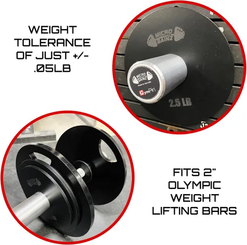 Miniatura 5 de Micro Gainz - Juego de 2 platos de pesas olímpicas de acero, 2.5 libras, 5 libras o 10 libras, juego de platos diseñado para entrenamiento de fuerza