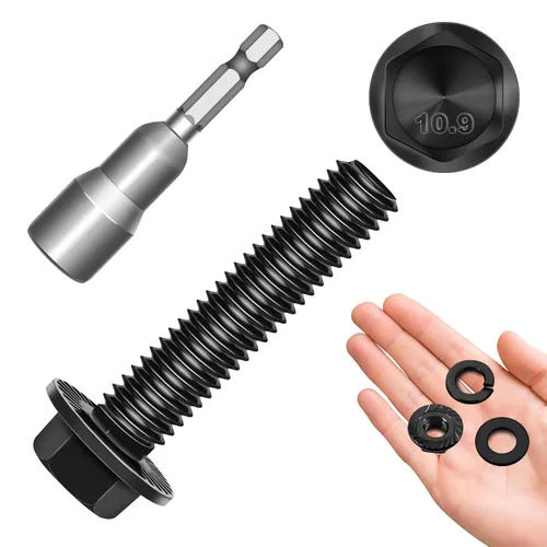 Miniatura 28 de Perno M6x1.0 (10 juegos) M6 x 0.787 in Brida Hex Head Tuercas y Pernos, Tornillos hexagonales de brida de perno M6 con tuercas y arandelas, Surtido