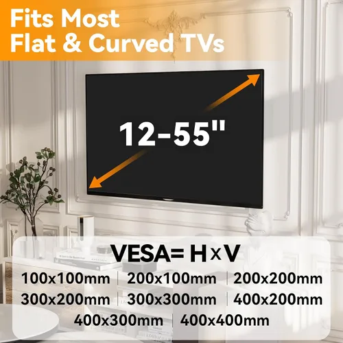 Miniatura 2 de Soporte de pared para TV sin tachuelas para televisores de 12 a 55 pulgadas, soporte de TV sin taladro que soporta hasta 100 libras, soporte de TV