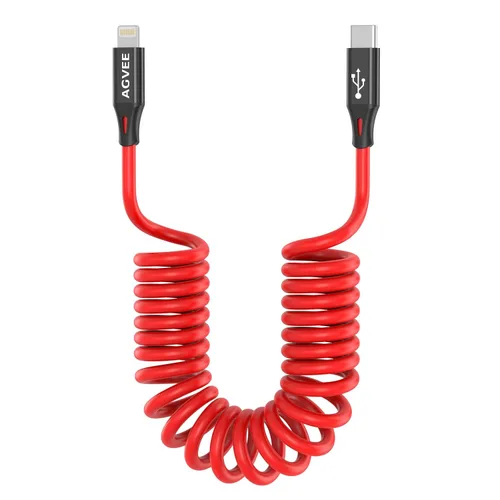 Miniatura 19 de AGVEE Cable de carga corto USB a USB-C en espiral de 1.5 pies [certificado USB-IF] Cable de carga rápida de 3 A en el automóvil para iPhone 17/16/15