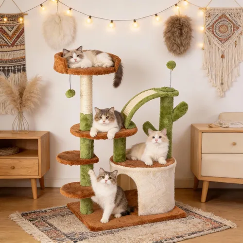 Miniatura 13 de Torre de árbol para gatos de varios niveles de 73 pulgadas para gatos grandes con postes rascadores, condominios, percha, hamacas y juguetes