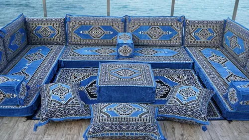 Miniatura 4 de arabicsofa Cojines de piso árabe en forma de U – Sofá tradicional Majlis con sofá otomano