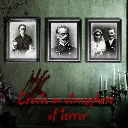 Miniatura 3 de Tuanse Decoraciones de Halloween para interiores 3D con imágenes cambiantes de rostro, retratos aterradores, portarretratos espeluznantes