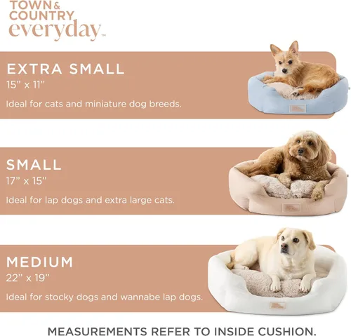 Miniatura 7 de Town & Country Everyday CuddleTown Cama para Mascotas Cuddler de Lino Sintético Cómoda y Acogedora, Espuma de Caja de Huevos de Apoyo y Calmante