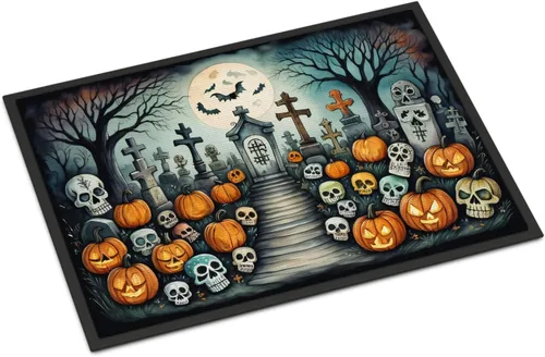 Miniatura 39 de Caroline's Treasures DAC2223MAT - Felpudo espeluznante de Halloween con gato negro de 18 x 27 pulgadas, tapete para puerta delantera