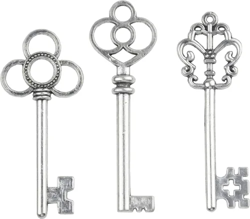 Miniatura 11 de Aokbean Juego mixto de 30 llaves de esqueleto grandes en bronce antiguo, juego de 30 llaves Oro rosa