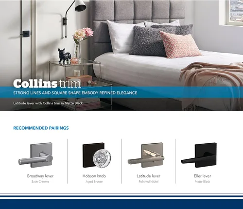 Miniatura 3 de Schlage Custom FC21 ALX 716 COL Alexandria - Pomo de cristal con moldura Collins para pasillos y cerraduras de cama, bronce envejecido