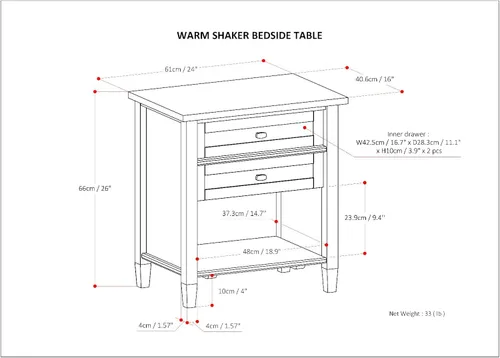 Miniatura 3 de SIMPLIHOME Warm Shaker Mesitas de noche de madera maciza de 24 pulgadas de ancho estilo transicional en negro para sala de estar y dormitorio