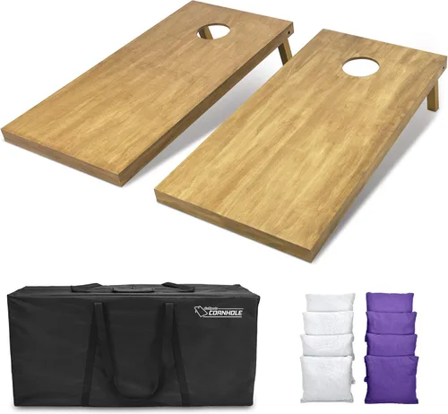 Miniatura 98 de GoSports 4 ft x 2 ft Regulation Size Wooden Cornhole Boards Set with Light Brown Finish - Includes Carrying Case and Bean Bags Negro- gris
