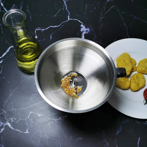 Miniatura 8 de Embudo de cocina con colador y filtro de malla fina 200, embudo de filtro de aceite de freidora de acero inoxidable 18/8 de grado alimenticio de 5