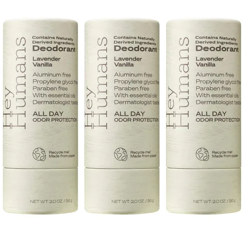 Hey Humans Desodorante, desodorante sin aluminio para mujeres y hombres, contiene ingredientes derivados naturalmente, control de olores durante