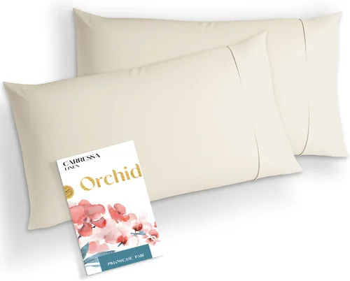 Miniatura 15 de Carressa Linen Juego de 2 fundas de almohada estándar 100% algodón egipcio, de la serie 1000, fundas de almohada de lujo de la colección Orquídeas