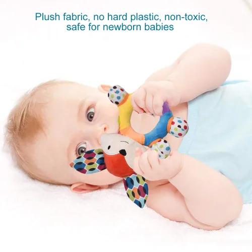 Miniatura 4 de HAHA Baby juguetes de sonajero para dentición, juguete de aprendizaje para bebé niña o niño, campanilla de mano suave, sonajero crujiente