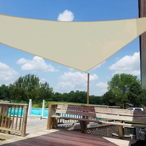Miniatura 15 de Windscreen4less Toldo Vela de Sombra Solar Triangular de 12' x 12' x 12' Pies, Cubierta de Toldo para Exteriores, Bloqueo UV para Patio Trasero, Rojo